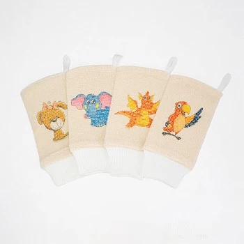 Мочалка-рукавица из хлопка с цветным рисунком, ДР110 | bandl