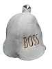 Банная шапка "BOSS" - белая. Маленькое фото1 | bandl
